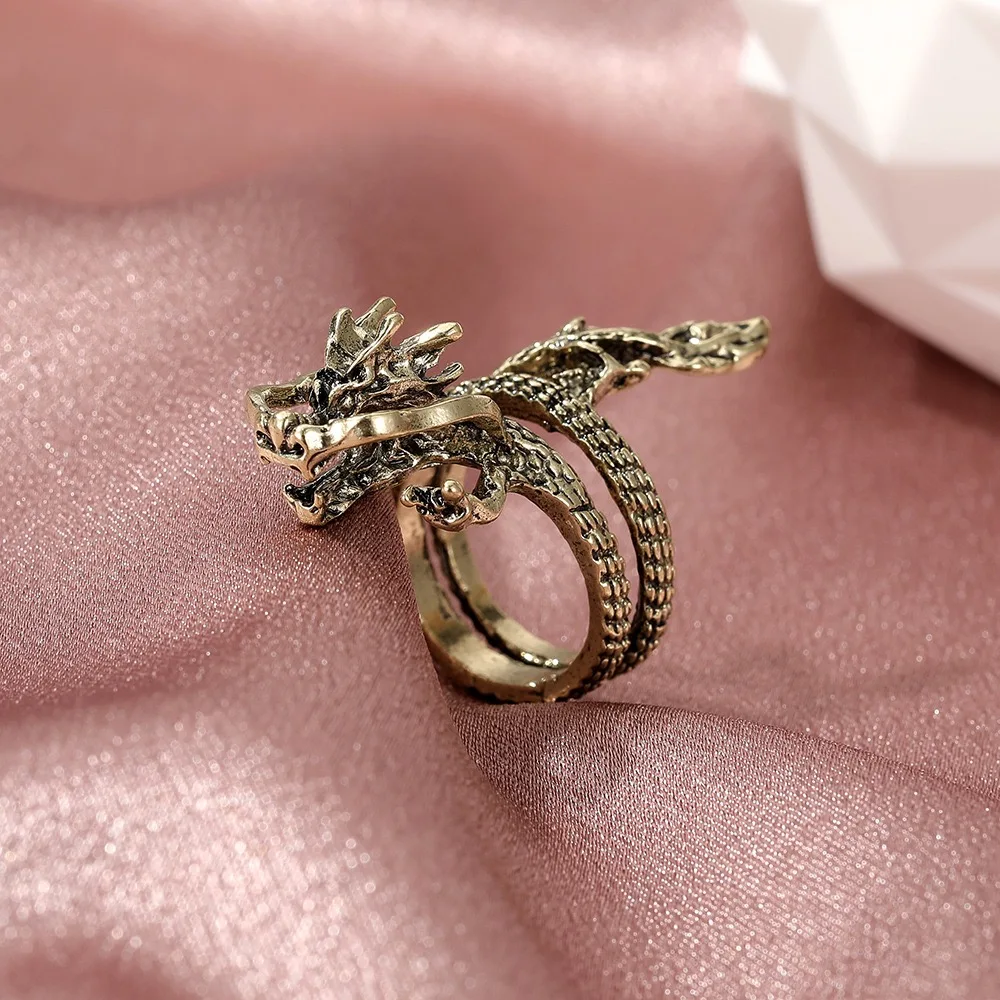 Personalized Retro Dragon Ring - Gothic Trendy Open-ended Ring for Both Men and Women