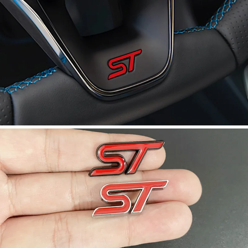 3D Metal Car Logo ST Steering Wheel Badge For Ford  Focus 2 3 K2 MK3 MK7 Kuga Puma Explorer Edge Fiesta ST Sticker Accessories