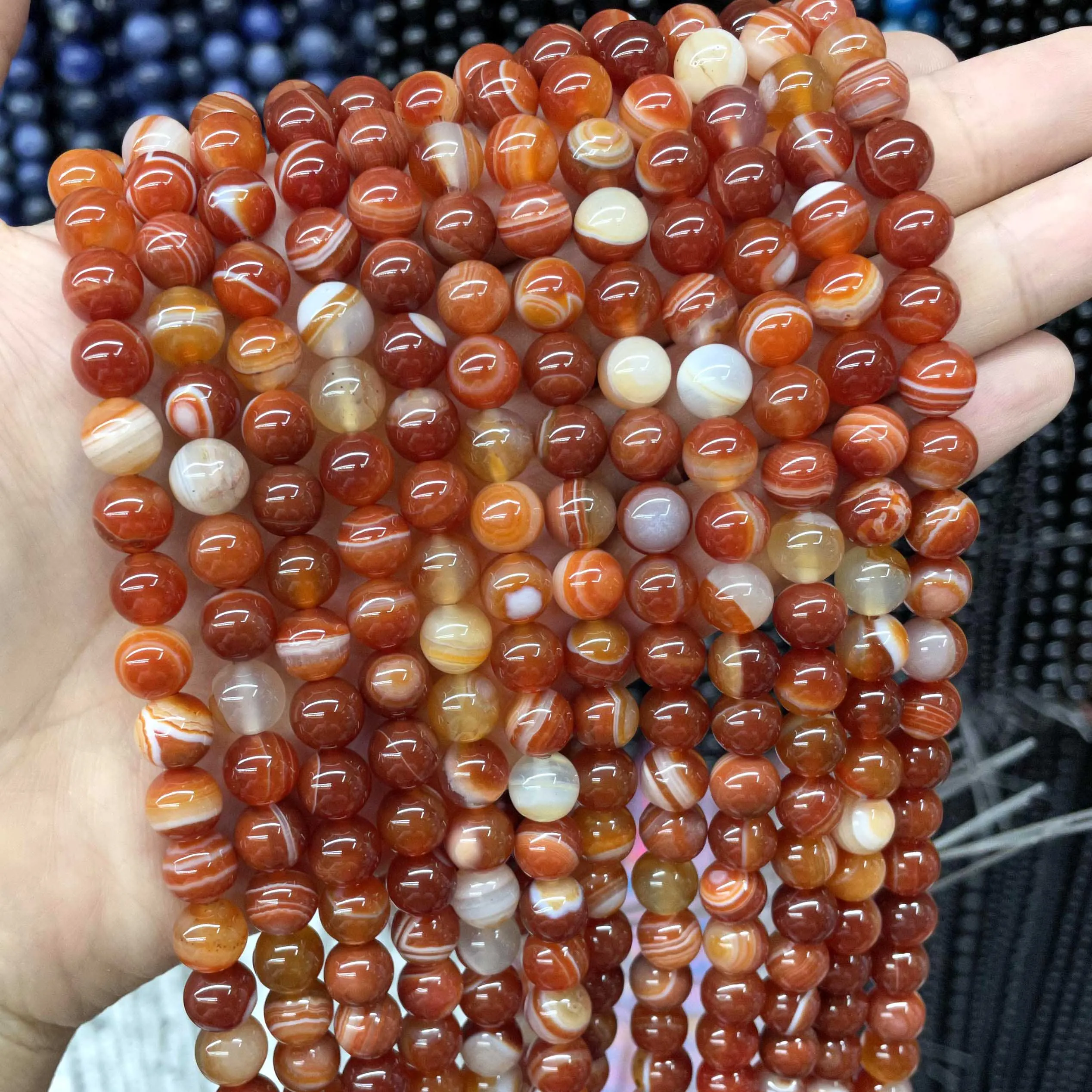 4-10MM Natural Round Tiger Eye Amazonite Agates Rose Quartz Angelite  Lava Stone Beads For Jewelry Making DIY Bracelet Accessori