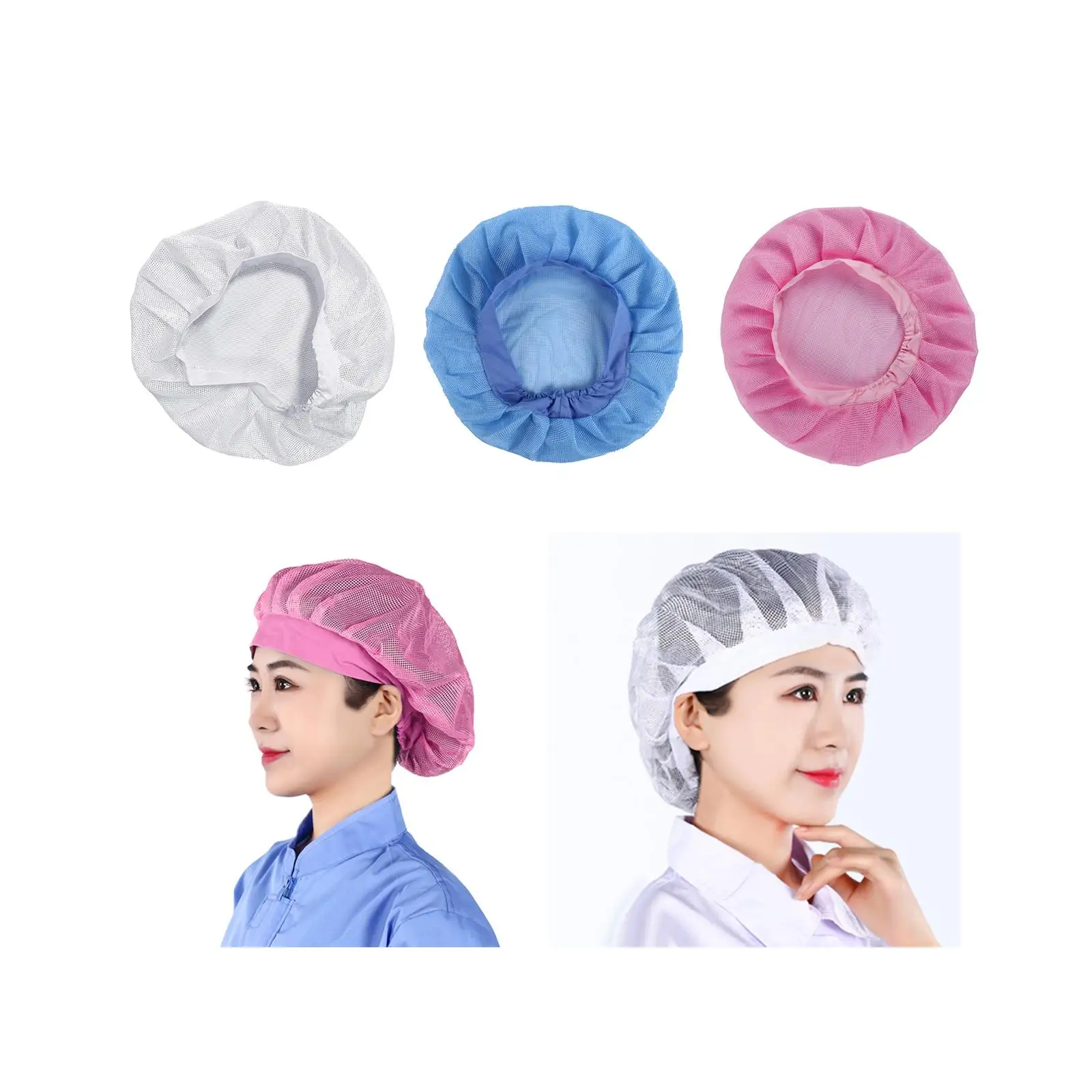 Chef Hat Beanie for Men Women Hair Cap Durable Food Service Hair Net Work Cap for Workshop Baker Factory Kitchen Waitress