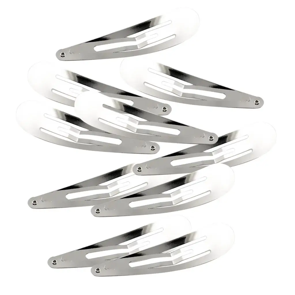 Silver Metal Snap Clip for Hair Bow Barrette Set Water Drop Hairpins for Craft and Salon Use