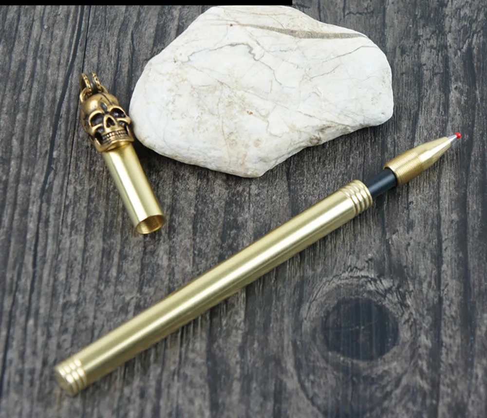 

Brass Gel Signature Pen Skull Cylinder Gift Pen