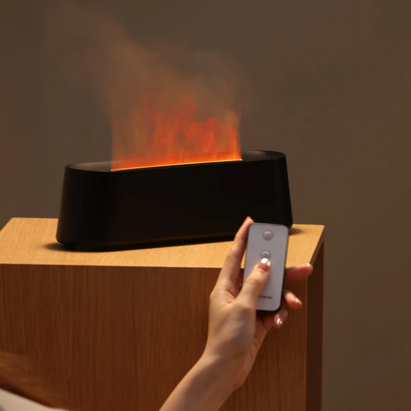 Neuer Luftbe feuchter Aroma therapie Luftbe feuchter mit Fernbedienung 7-Farben-3D-Simulation Flammen aroma Diffusor ätherisches Öl Diffusor