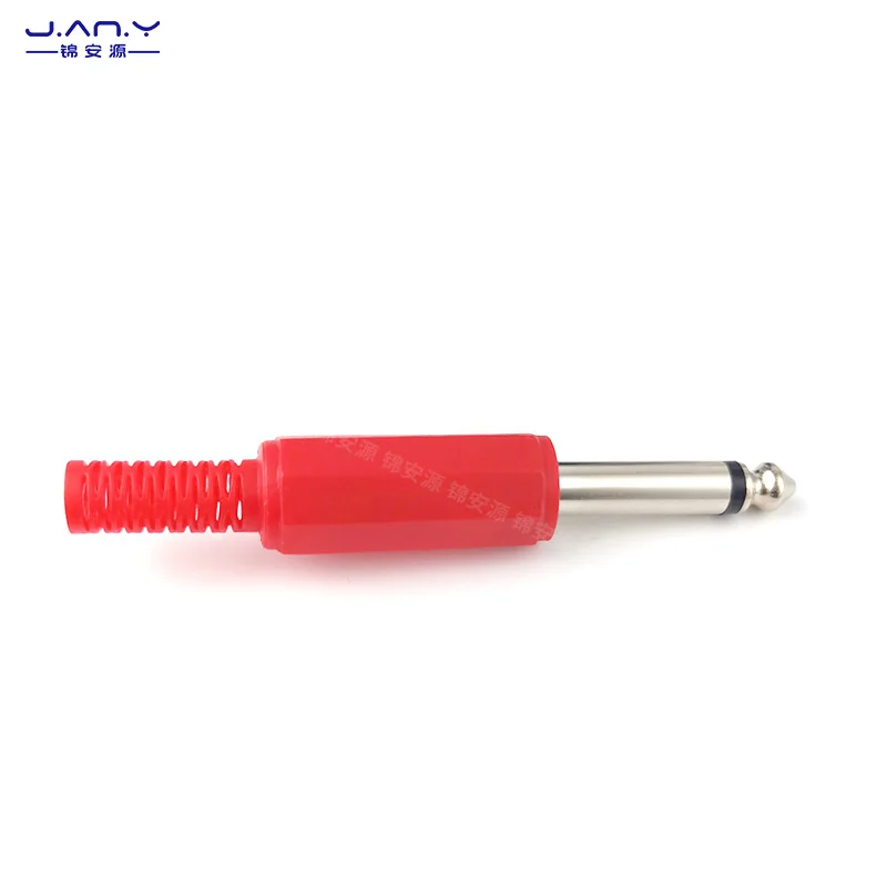 Colored plastic 6.35 stereo dual channel welded male 6.5mm large two core single audio wiring microphone plug