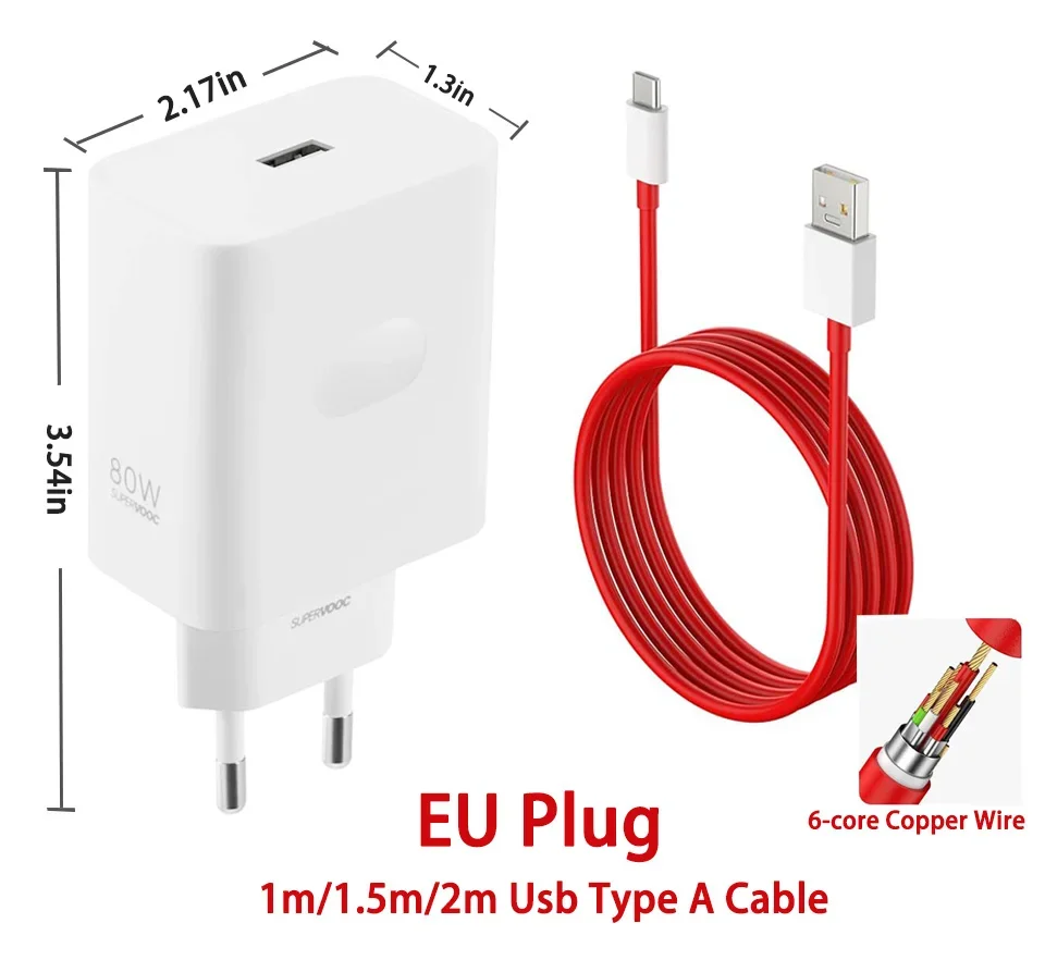Oneplus Supervooc 80W Charger Original Usb Type A Power Adapter One Plus 10 Pro Nord 3 5 CE3 10T Super Vooc Fast Charging Cable - náhled 4