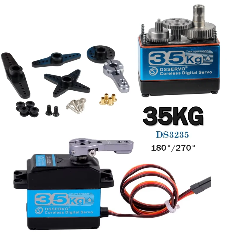 35KG DS3235 Digital Servo Coreless Motor Steel Gear 180°/270° With 25T Arm Servos DIY Parts for 1:8 1:10 1:12 RC Car/Robot Model
