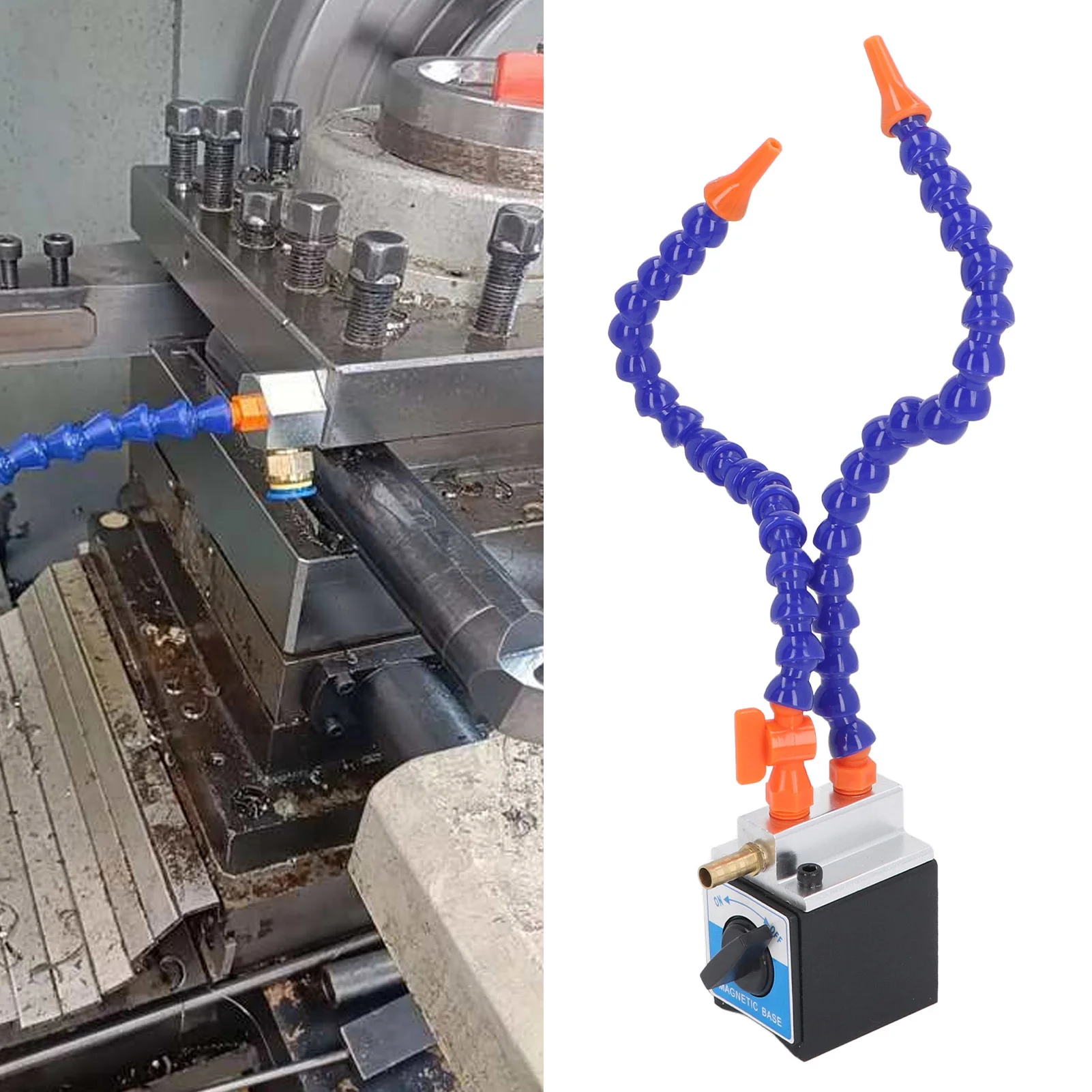 G1/4 in G1/2 Out Adjustable Magnetic Base 2 Flexible Coolant Pipe Adjustable Magnetic Base Holder