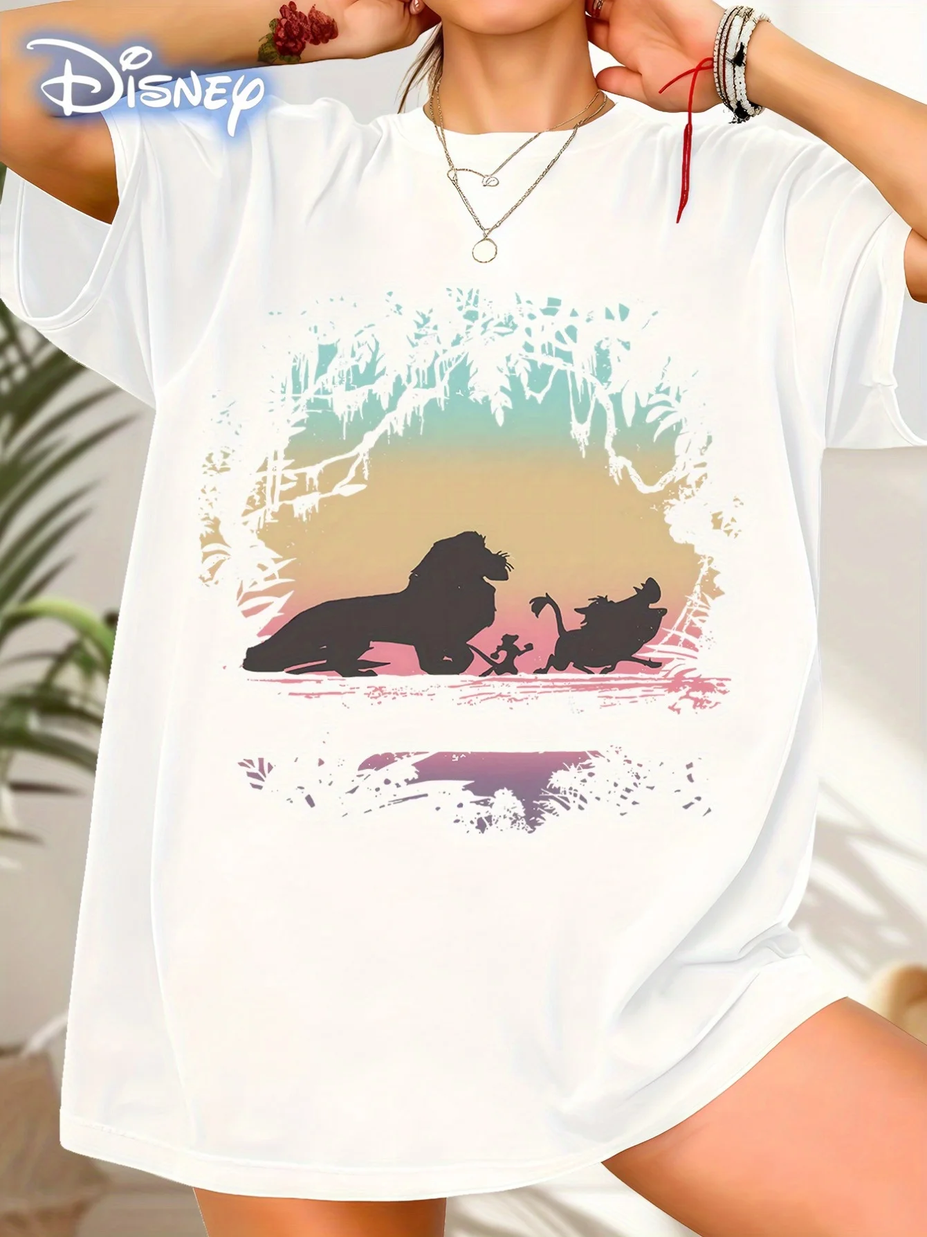 تي شيرت كاجوال مرخص من Lion King Ever After للرجال والنساء - طباعة جرافيك نابضة بالحياة من Simba & Mufasa، تي شيرت بأكمام قصيرة يسمح بالتهوية