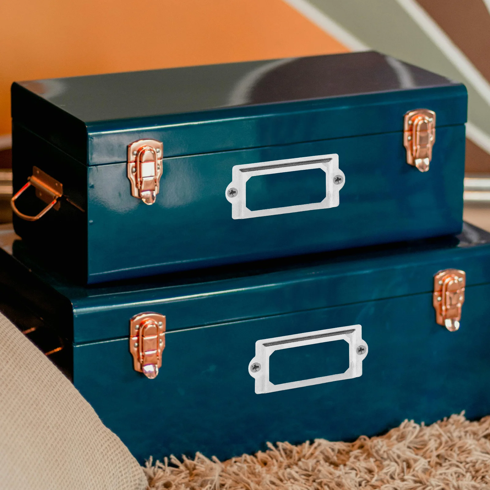 

1Set Iron Drawer Label Frame Vintage Card Holder for Cabinet File Box Decoration Drawer Labels Label Holder