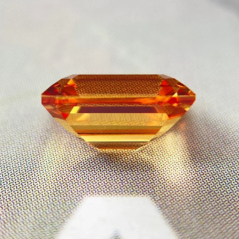 Hot Sell Lab Grown Sapphire Emerald Cut Sunset Orange Color Charms VVS1 Selectable AGL Certificate beads for DIY Jewelry Making