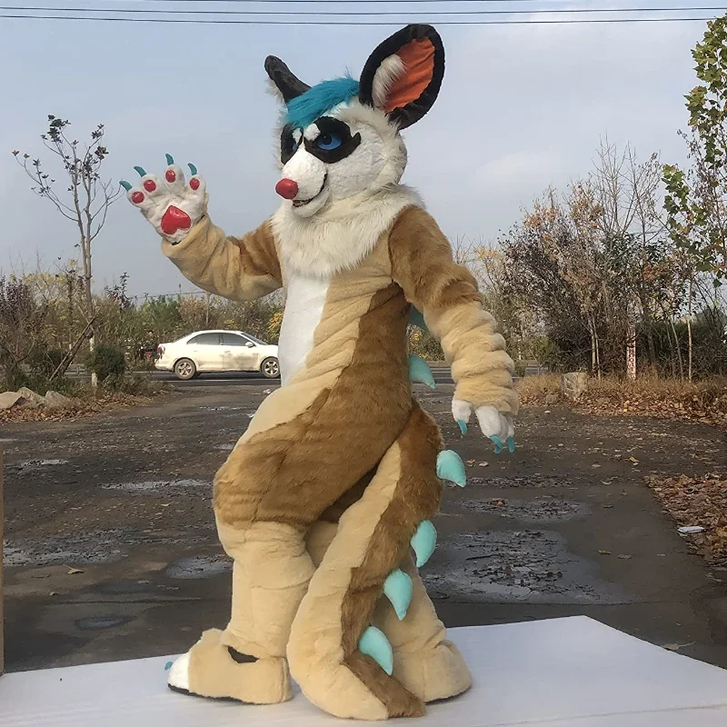 Bent Legs Husky Mascot Costumes Full Fursuit Dragon Furry Suit