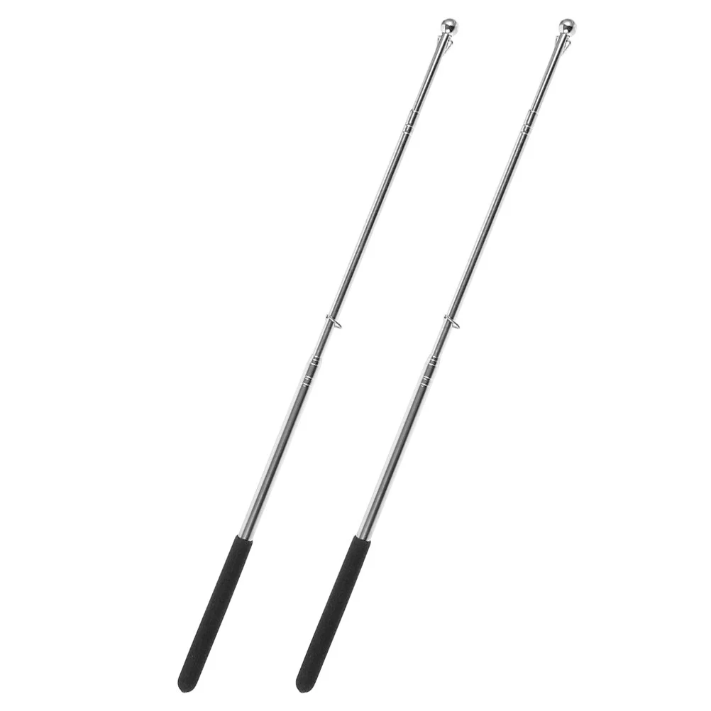 2 Pcs Tour Guide Telescopic Flagpole Flag Rods Stainless Steel Poles Retractable For Dance Flagpoles Hand Held Flag