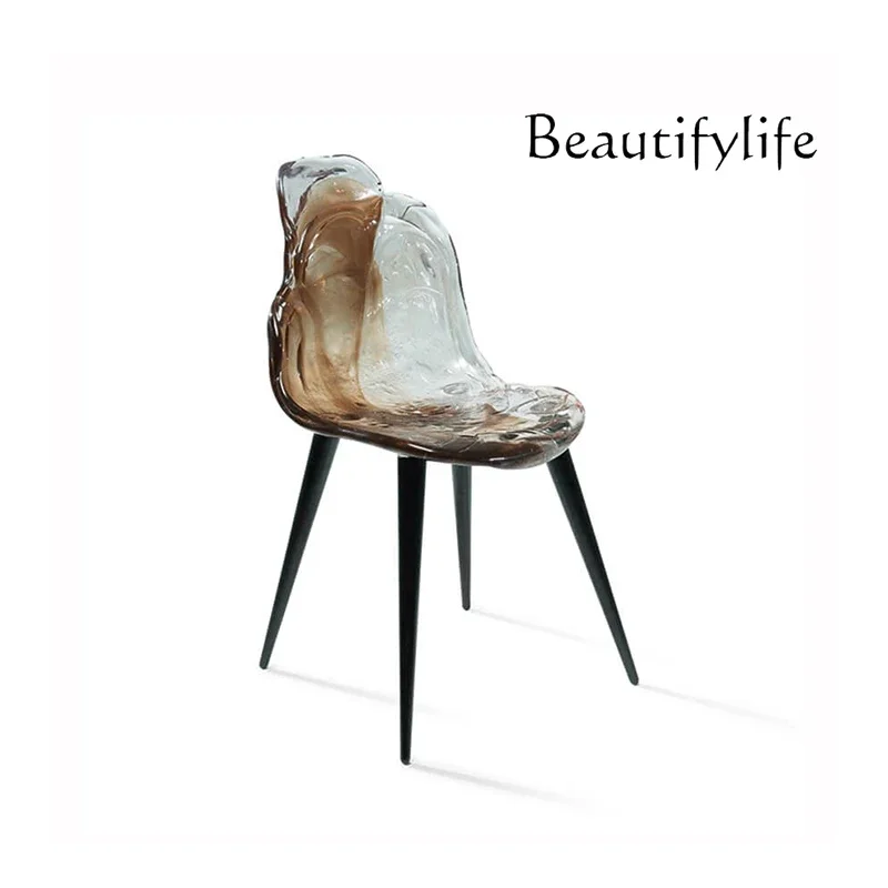 Yj Italian Designer Casual Art Dining Chair Restaurant Creative Petal Molding Resin Chair