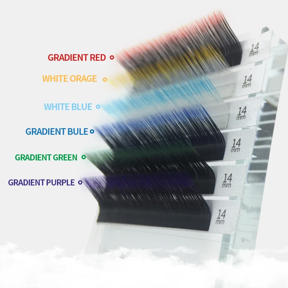 Gradient Color Eyelash Extensions GAHAMACA C/D/L Curl 8-14mm Individual False Lash 0.07mm Makeup Lifting lashes Tool Supplier