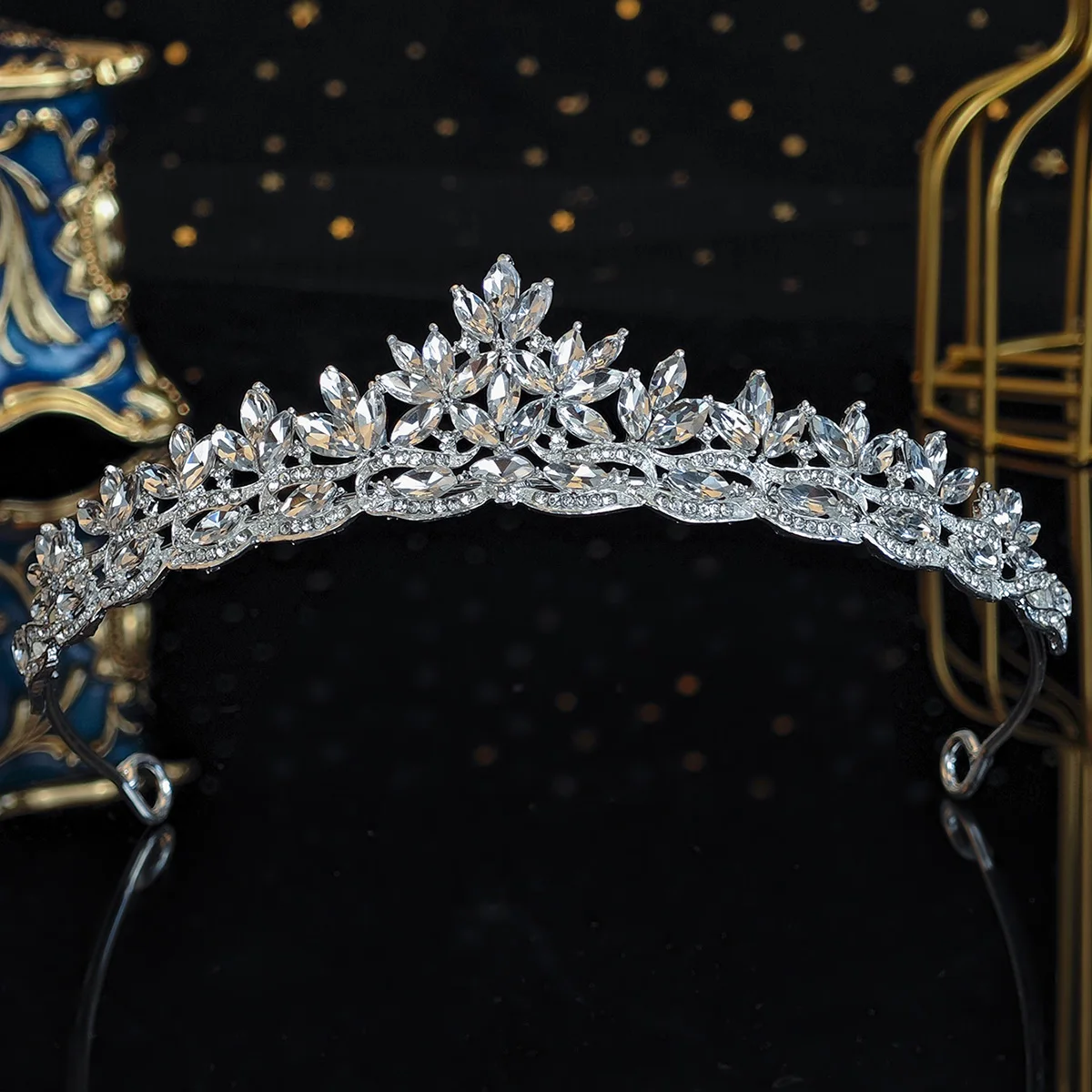 Sparkling Crystal Princess Tiara Gold Silver Color Hair Jewelry Party Headpiece Bridesmaid Gifts Birthday Party Hair Bands