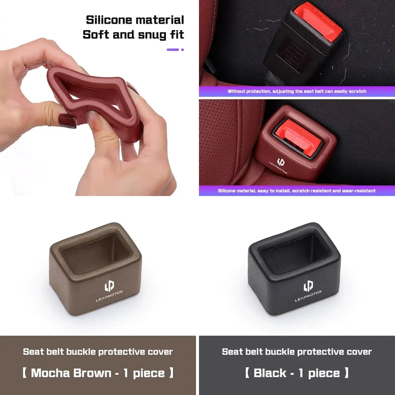 Anti-Scratch Silicone Car Seat Belt Buckle Protector Cover Anti-Collision Socket Sleeve Fits Leapmotor T03 S01 C11 C01 C10