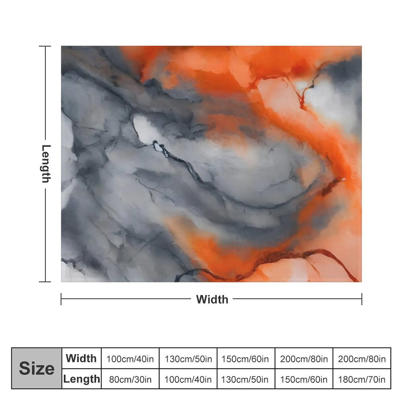 Ethereal Water Muted Grey & Bright Orange Abstract Art Throw Blanket Picnic for sofa Soft Beds Blankets