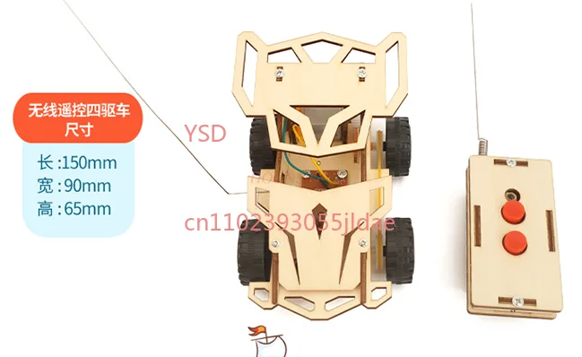 DIY Assembled Electric Remote Control Car Wooden STEM Toy Racing Car for Students