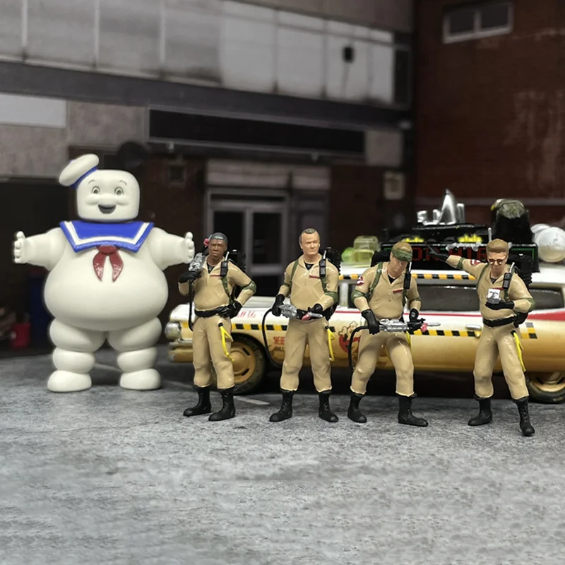 ◉1/64 ゴーストバスターズフィギュア4体➕マシュマロマン１体同梱ＳＰセット ゴーストバスターズ フィギュア ミニチュア樹脂カー,1⁄64スケール