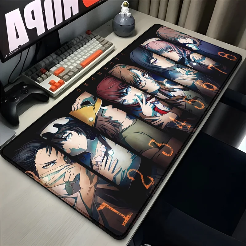 Mousepad Steins Gate HD Printing Computer Gamers Locking Edge Non-slip Mouse Pad Keyboard Table Carpet PC Desk Accessories Pads