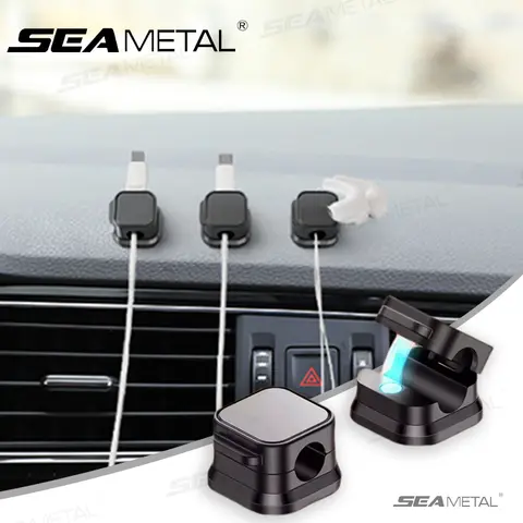 SEAMETAL 10Pcs Magnetic Cable Holder Self Adhesive Cord Clip Smooth Pulling Charging Cable Keeper Wire Clip for Car/Home/Office