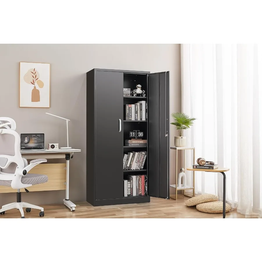 خزانة تخزين معدنية، خزانة مخزن المطبخ، خزانة تخزين مع أبواب ورفوف، أرفف قابلة للتعديل، خزانة تخزين المرآب مع #2