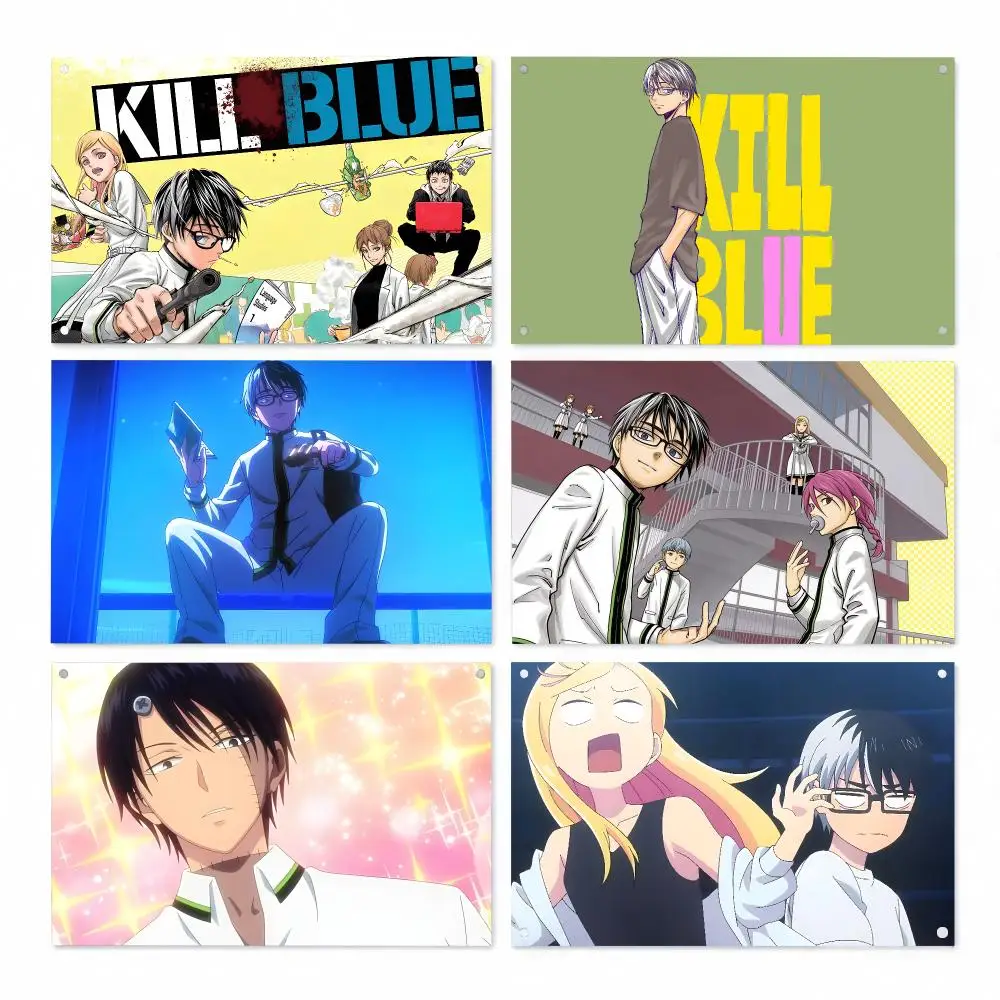 Japanese Anime KILL BLUE Flags Personalized Image Wall Hanging Decor for Garage, Bedroom, Living Room, Dorm