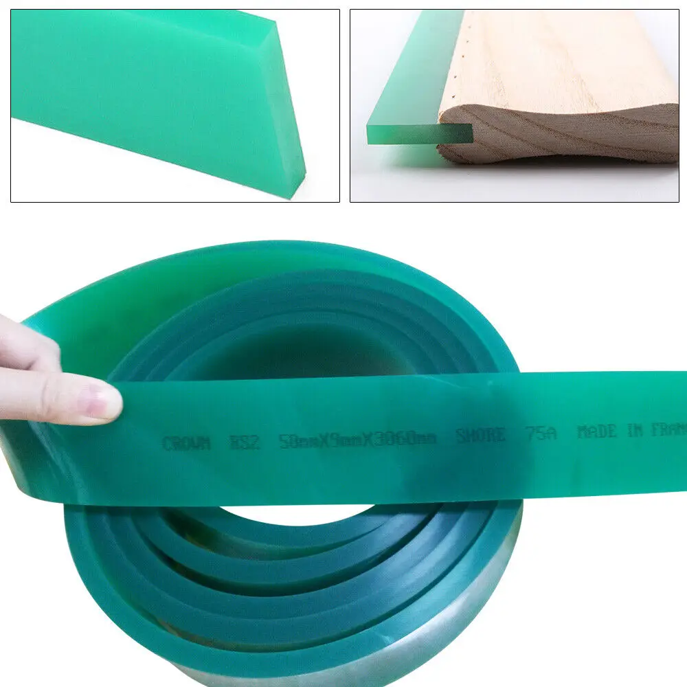 

70 Duro Silk Screen Printing Squeegee Blade 5cm x 180cm 71 inch Roll Replace Tool Polyurethane Rubber Green