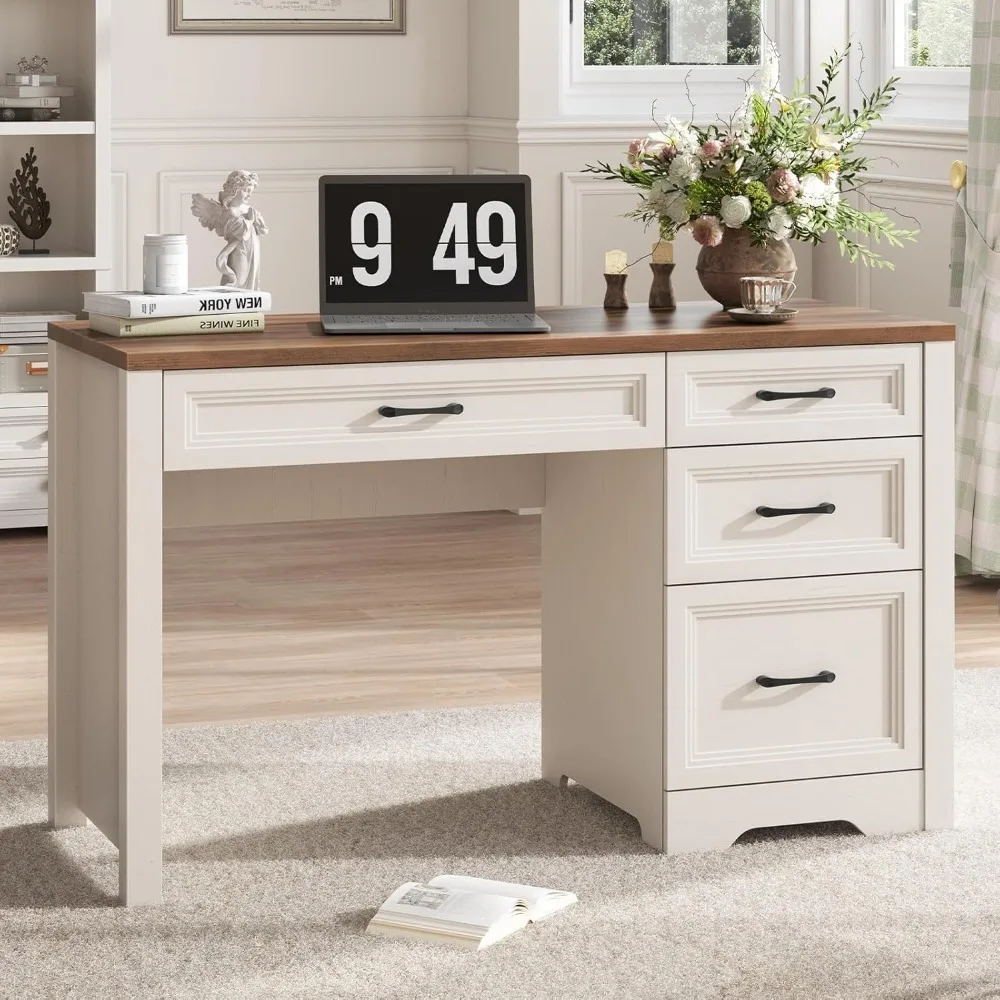 

Farmhouse executive desk with drawers, home desk with file drawers, wooden computer desk with ample storage space