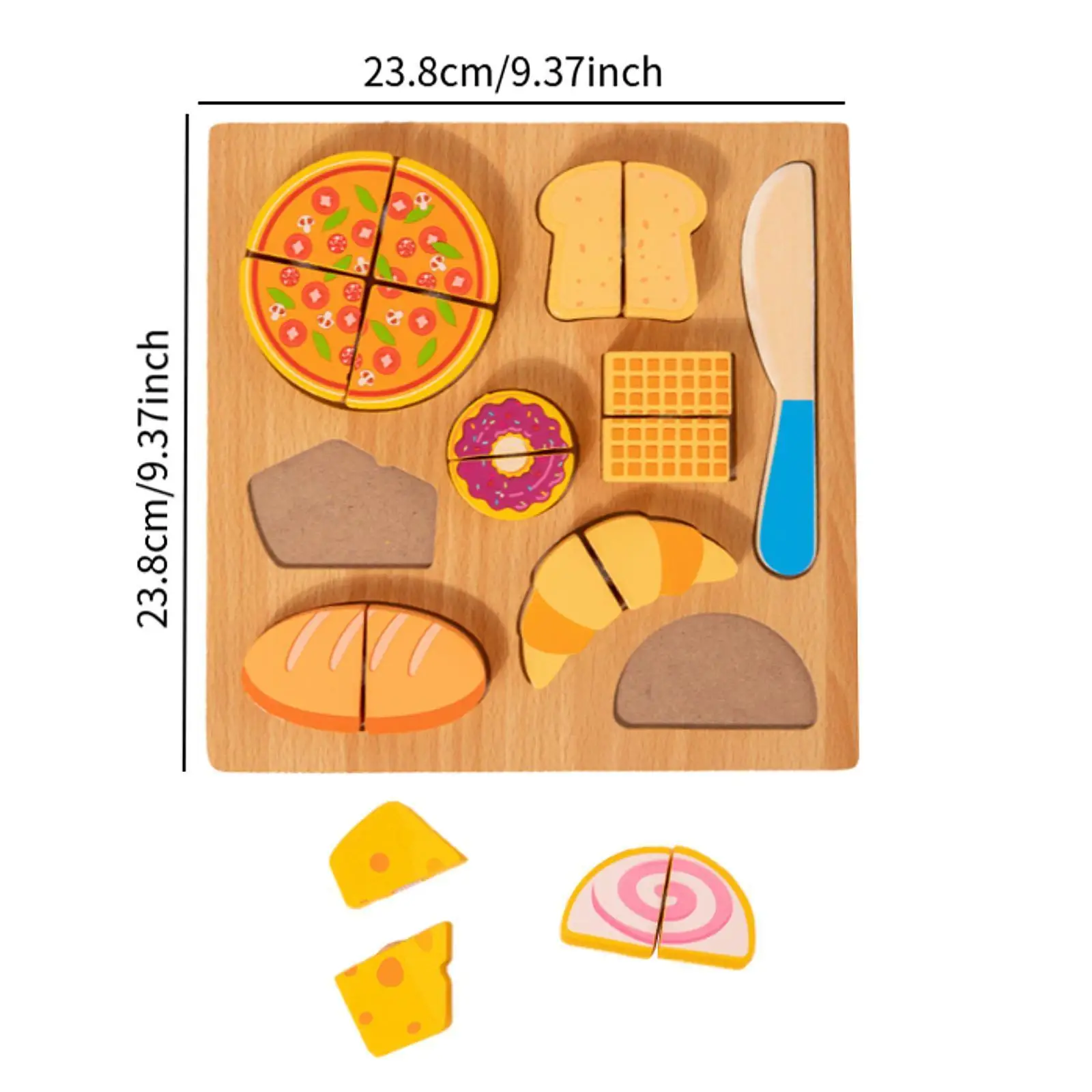 Houten snijpuzzel Voorschoolse educatieve rollenspel Montessori Fantasiespel Voedsel snijpuzzel voor meisjes Kinderen Jongens Kinderen