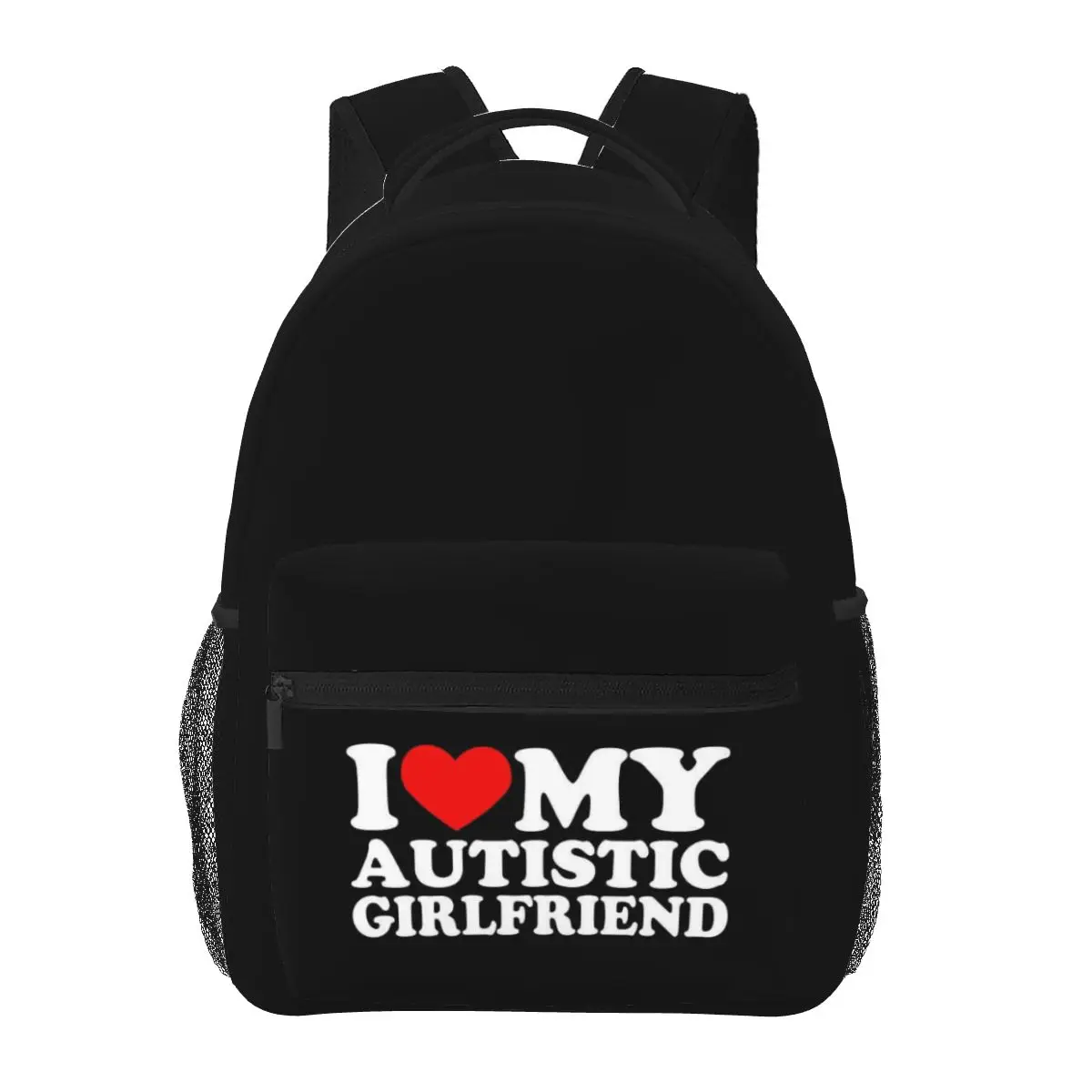 

I Love My Autistic Girlfriend I Heart My Autistic GF Backpacks Boys Girls Bookbag School Bags Laptop Rucksack Shoulder Bag