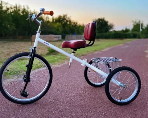 Adult leisure outdoor folding tricycle retro light exercise car Internet celebrity walking shopping cart