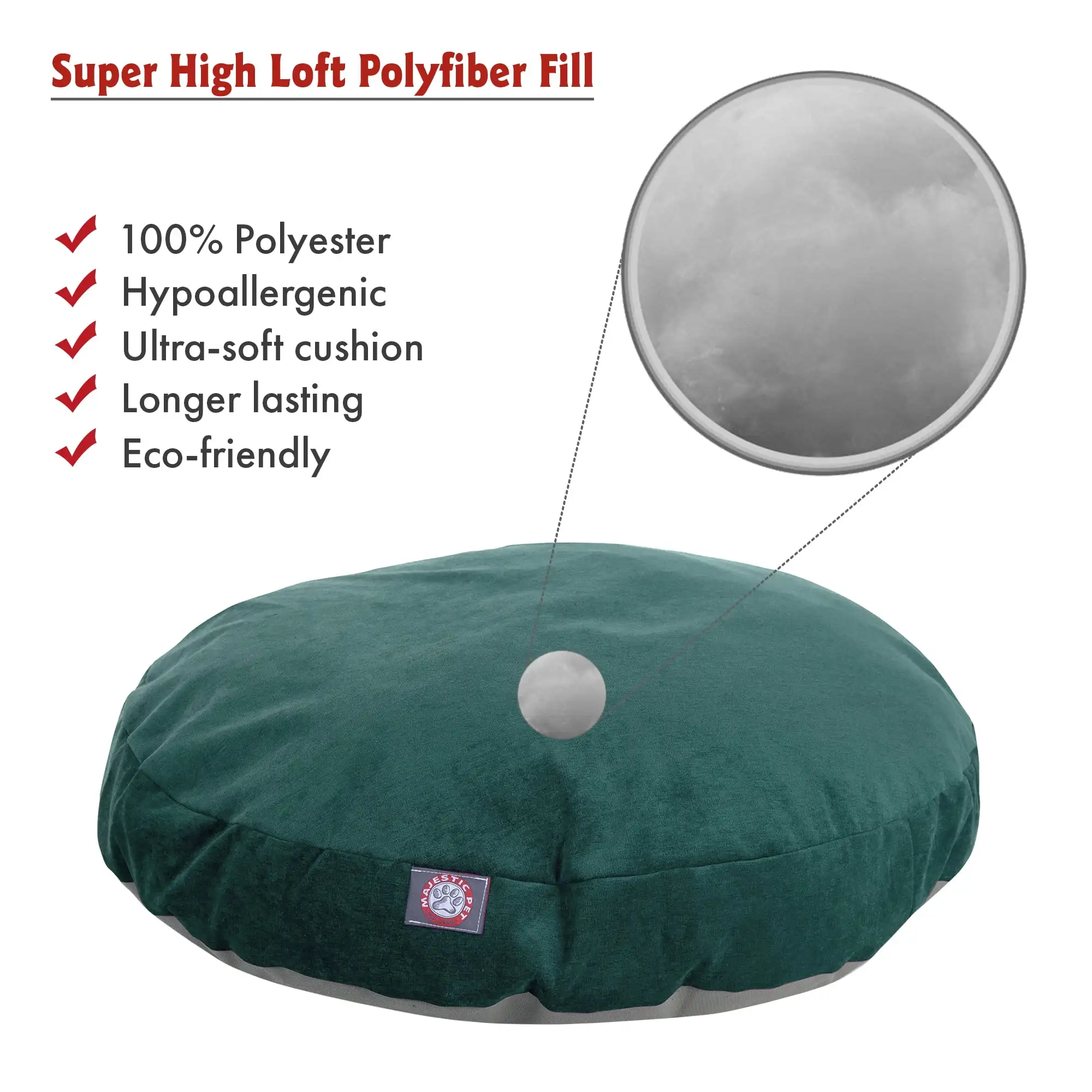 

| Villa Velvet Round Pet Bed for Dogs, Removable Cover, Marine, Small