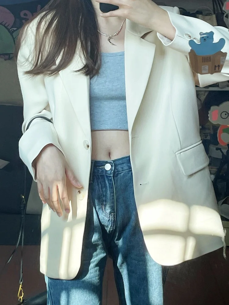 

Women'S Suit Female Clothing Elegant Woman Blazer Micro Transparent Embellishment Variety Figure Girlish Good-Looking Girly