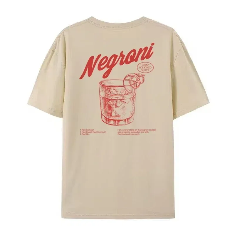 Negroni Women Back Print Retro Style T-Shirts Cocktail Drinking T Shirt Harajuku Streetwear Graphic Tees Unisex Vintage Clothing