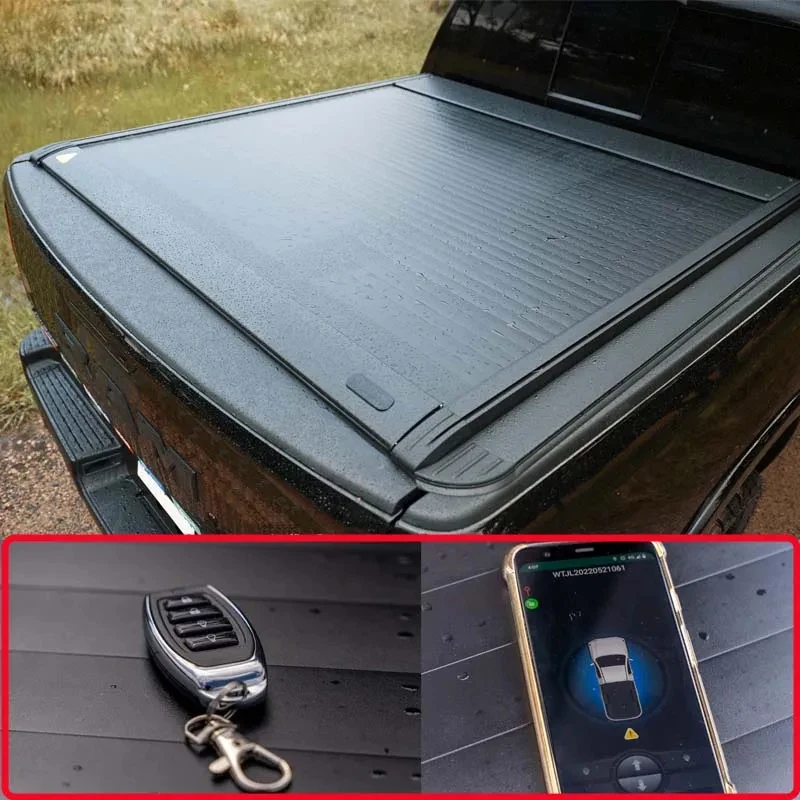 Hot SellinMotorized, remote-controlled roll-up cargo cover for 2023+ Ranger Next-Gen XLS XLT models; waterproof and retractable.