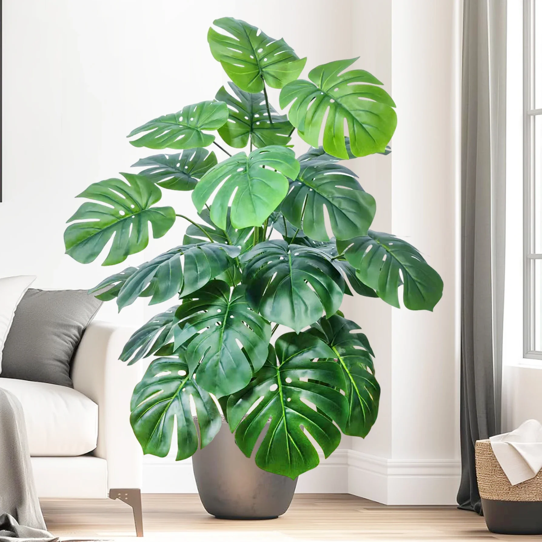 Hochwertige 76/86CM Künstliche Monstera-Pflanze, Falsche Palme, Plastik-Schildkrötenblatt, Grüne Pflanze für Heim, Garten, Zimmer und Bürodekoration – Detail 14