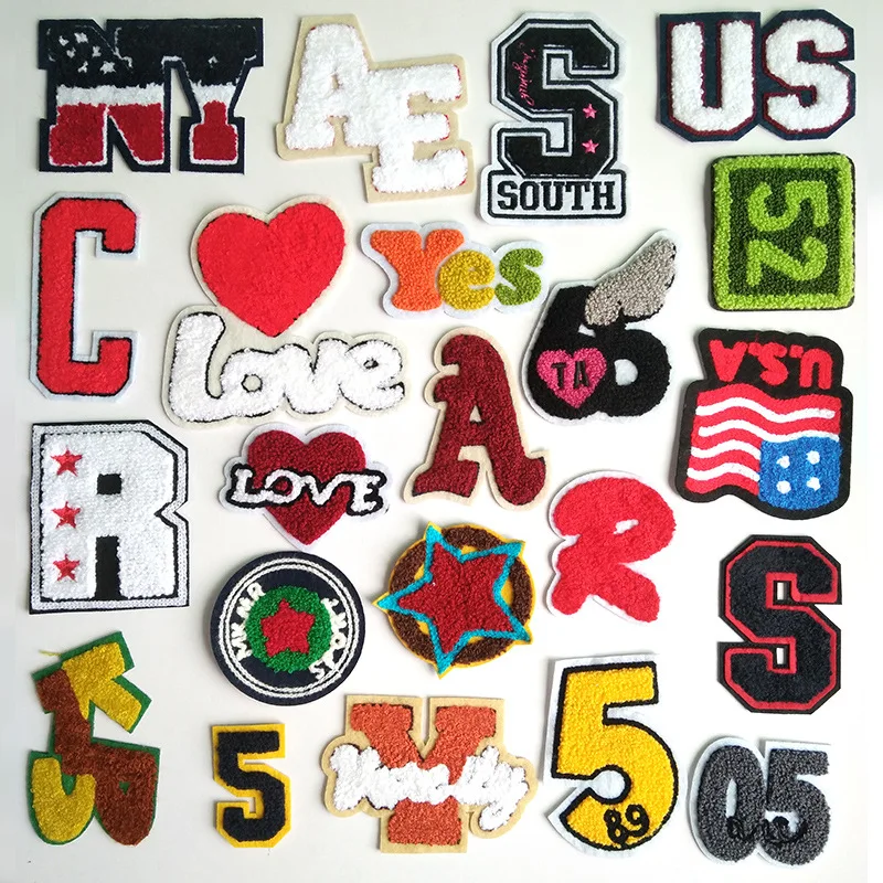 New Colorful Letter Figure Towel Embroidery Patches for Clothing Kids Shoes Patch Sew on Patches Clothes DIY Cartoon  Appliques