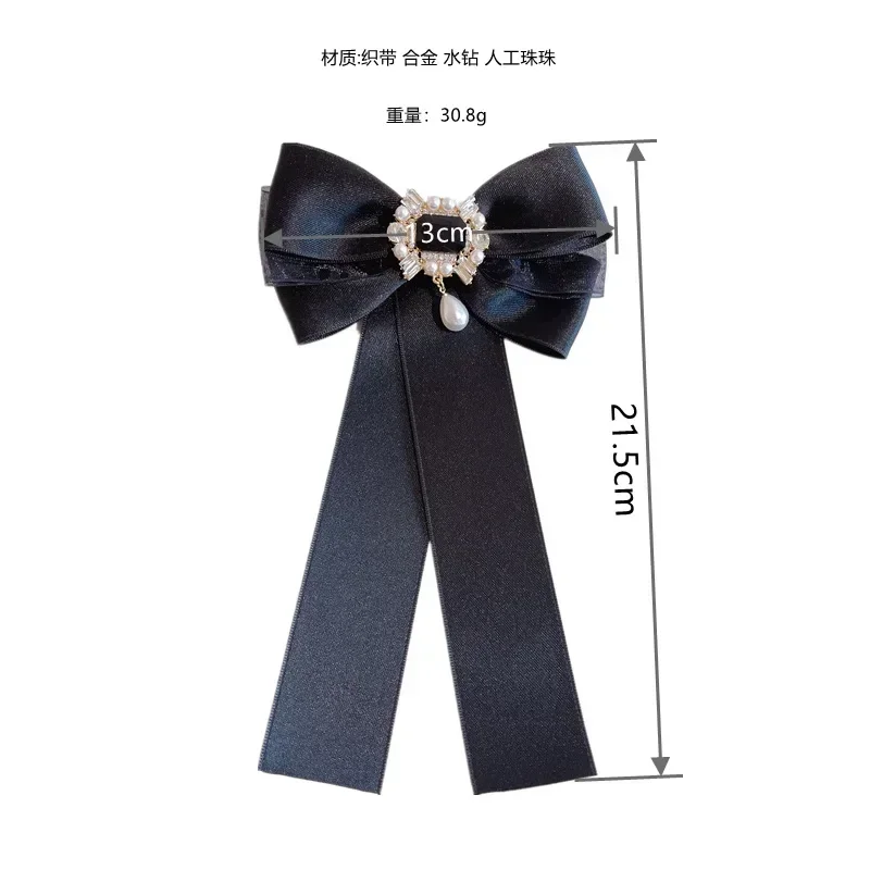 New Korean Luxury Rhinestone Academy Style Bow Tie Fashion Versatile Uniform Shirt Dress Coat Collar Breast Pin Accessories