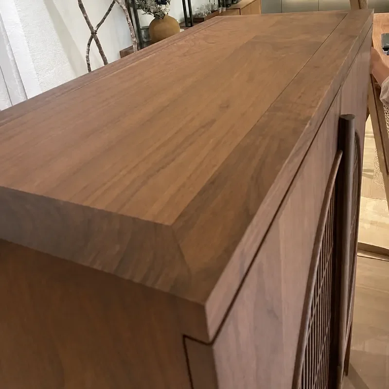 New Chinese Style Dining Side Cabinet Living Room Wall Storage Tea Cabinet Solid Wood Porch Balcony Locker