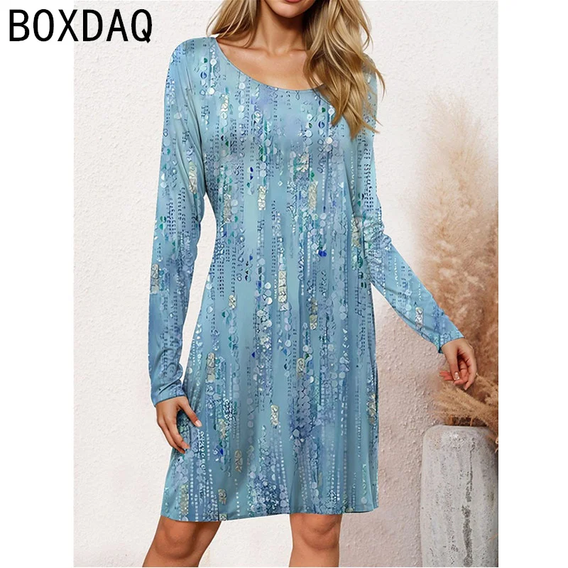 Autumn Winter Long Sleeve Women Dress New Vintage Floral Printed Mini Dress Big Size 3XL Female Vestidos