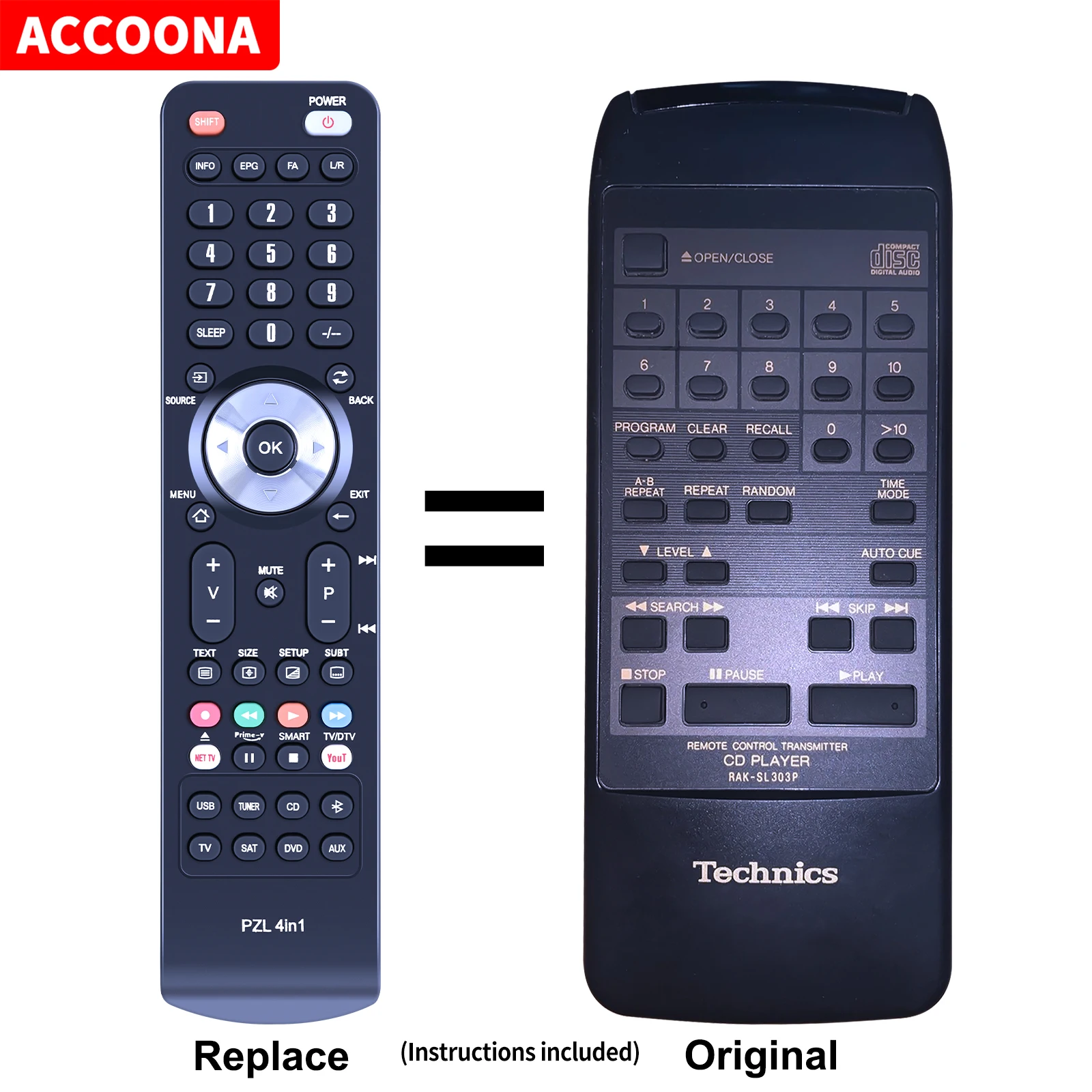 Remote Control For Technics RAK-SL303P SL-PG320A SL-PG300 EUR642100 SL-PG360A SL-PG440A SL-PG460A Compact Disc CD Player