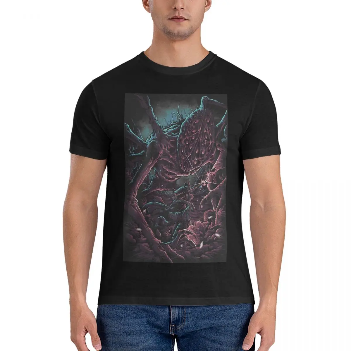 Into Nightmare T-Shirts for Men Dark Souls Novelty 100% Cotton Tees Crew Neck Short Sleeve T Shirt Gift Idea Clothing