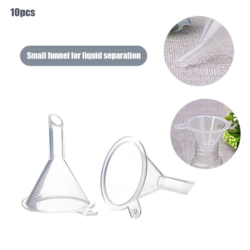 10pcs Filling Perfumes Essential Oils Laboratory Supplies Plastic Mini Transparent Funnel Small Mouth Liquid Oil Funnel