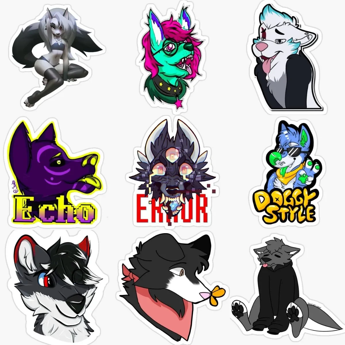 

Creative Catoon Furry Wolf PVC Waterproof Stickers Accessories for Decorate Fridge Table Motorcycle Off-road Car Van Truck Decal