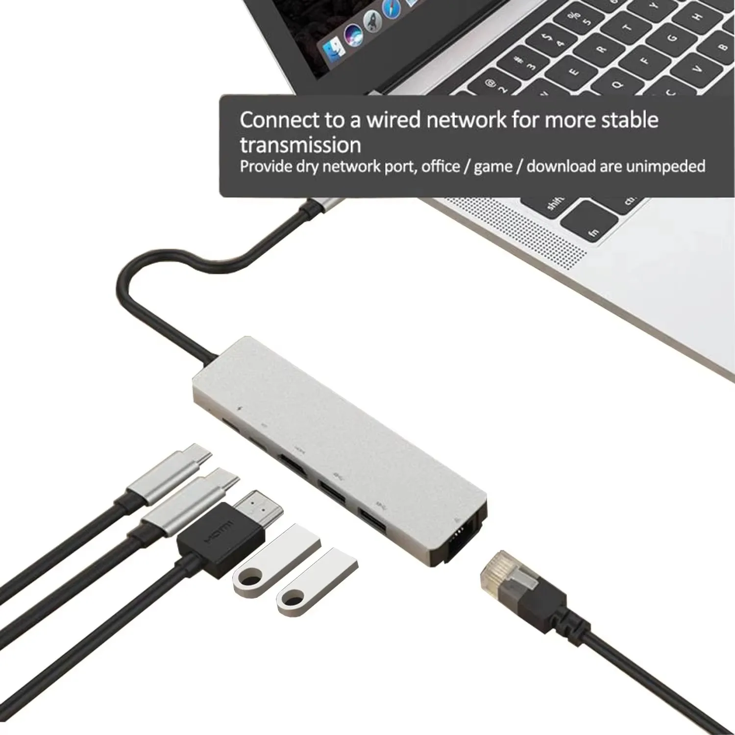 6-in-1 docking station 100M network port mobile phone tablet computer game console 6in1 multi-function docking station