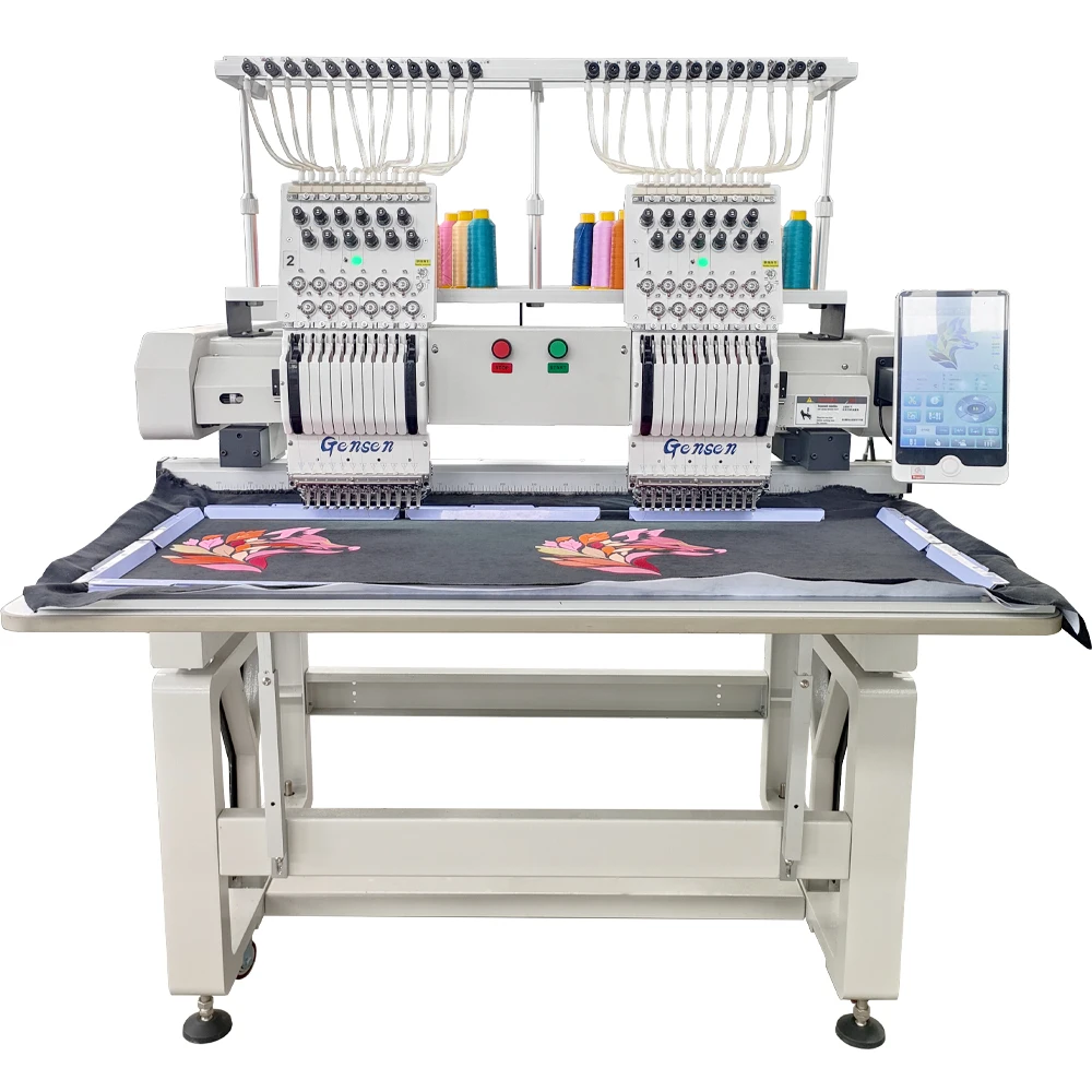 Computer Embroidery Machines 2 Heads Industrial Name Sewing Embroidery Machines for Cap Shirt Design Printing Embroidering