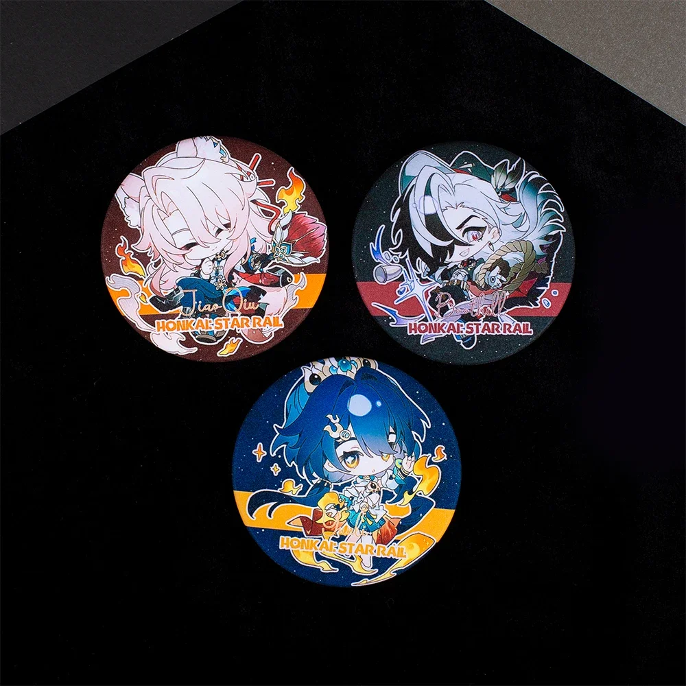 

75MM Anime Honkai: Star Rail Cosplay Matte Tinplate Badge Send Friend Cute Glitter Brooch Backpack Decoration Birthday Xmas Gift