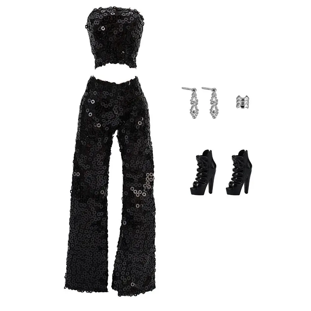 1 SET High Quality 8 Colors New Clothes Party Wear Sequin Tube Pants Top Pants Shoes 30cm /1/6 BJD