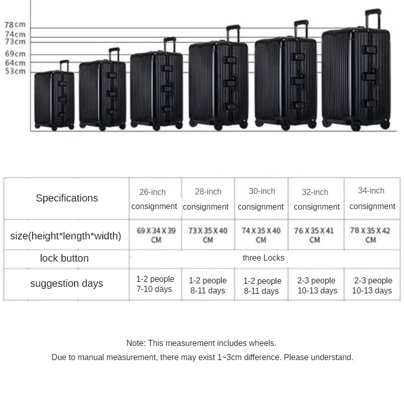 Alumínio-Magnesium Alloy Mala, Trolley Case espesso, Sport Trunk, grande capacidade, 100% Square Travel Malas, frete grátis